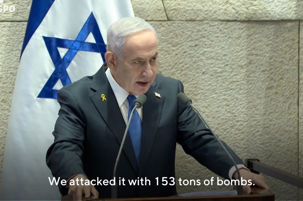 netanyahu brag violate ceasefire gaza 153 ton bombs