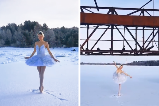 The Russian Ballerina Performed “Swan Lake” On A Frozen Bay To Protest A Construction Project