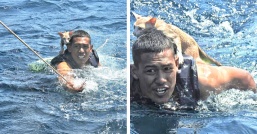 This Thai Navy Sailor Swam Out To A Burning Ship To Rescue Four Kittens That Had Been Left Behind