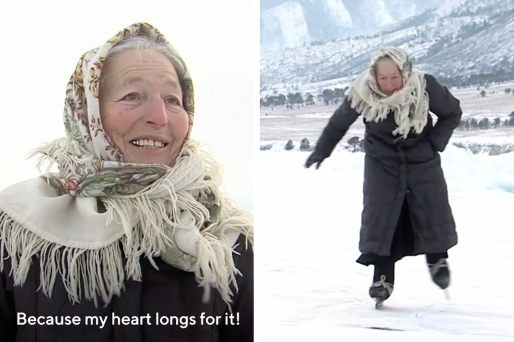This 79-Year-Old Russian Grandma Loves To Ice Skate Across A Frozen Lake Every Day