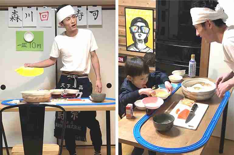 This Japanese Dad Built A Mini Conveyor Belt Sushi Restaurant At Home For His Son In Lockdown