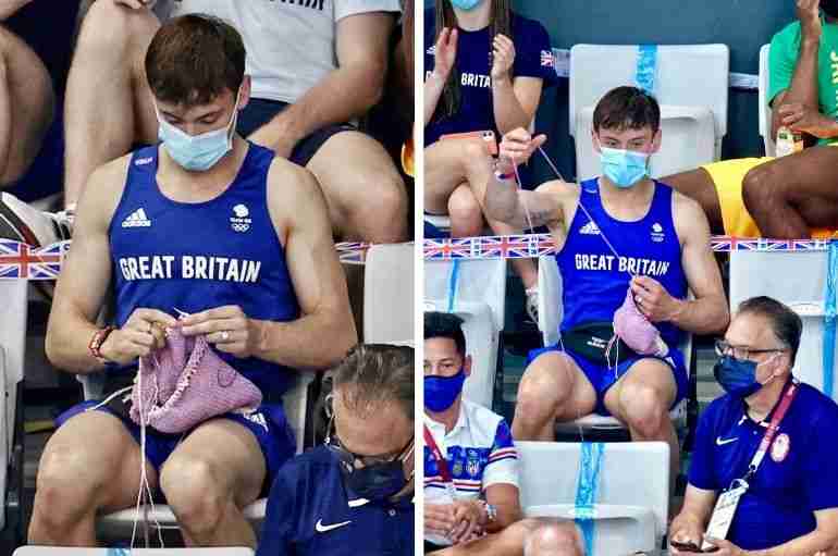 British Diver Tom Daley Was Spotted Knitting In The Olympic Stands And It’s Incredibly Wholesome