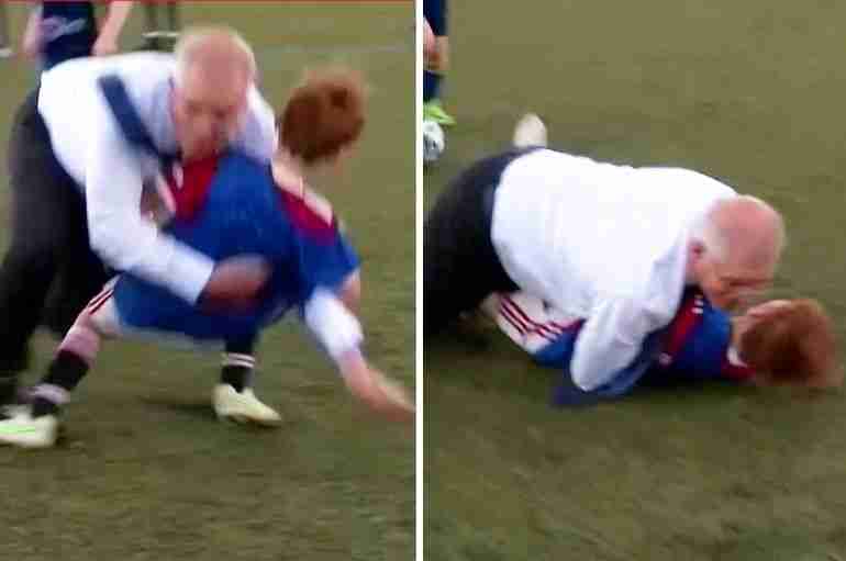 scott morrison tackle child soccer australia