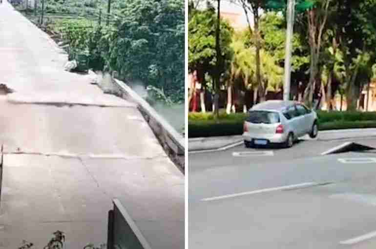 Roads And Bridges In China Are Splitting Due To Extreme Heat And The Videos Are Unreal
