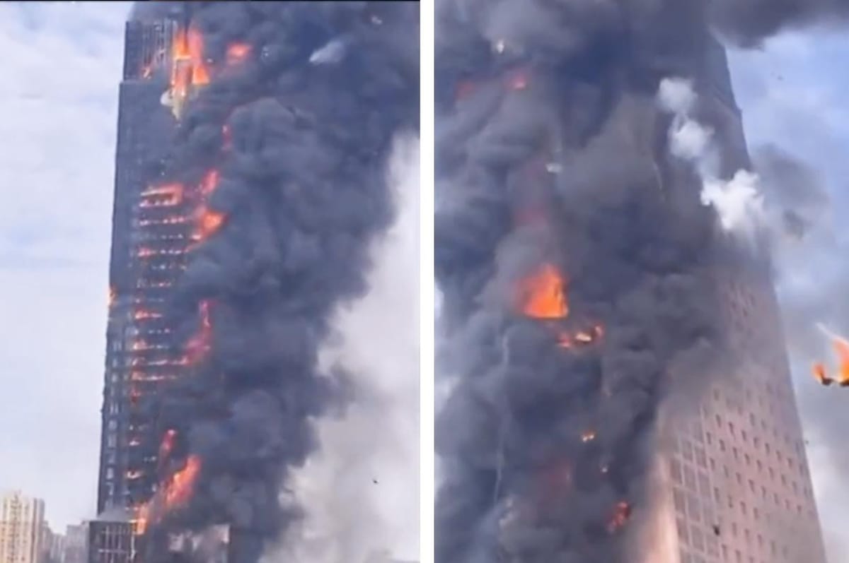 china skyscraper fire changsha
