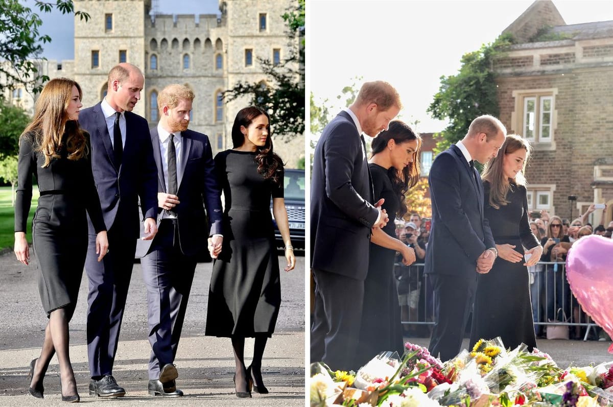 Prince Harry And Meghan Reunited With Prince William And Kate To See Tributes Left For The Queen