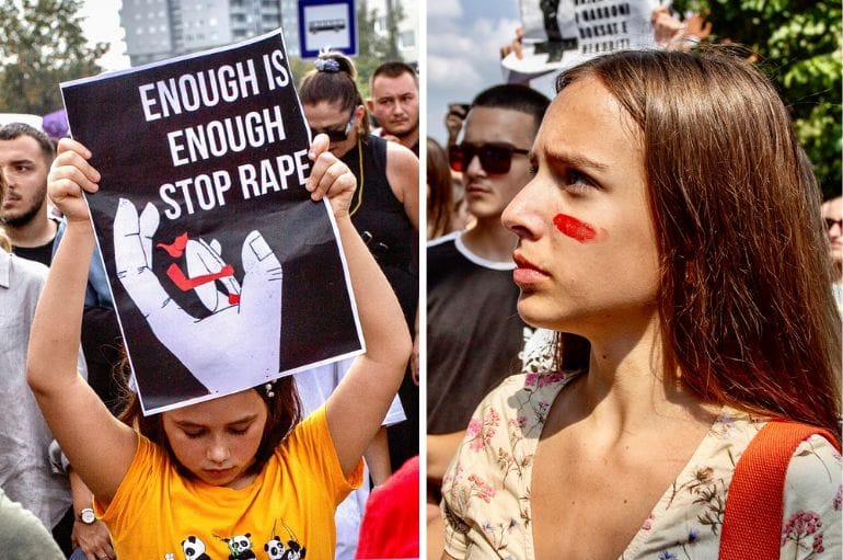 kosovo 11 year old girl gang rape pristina protest