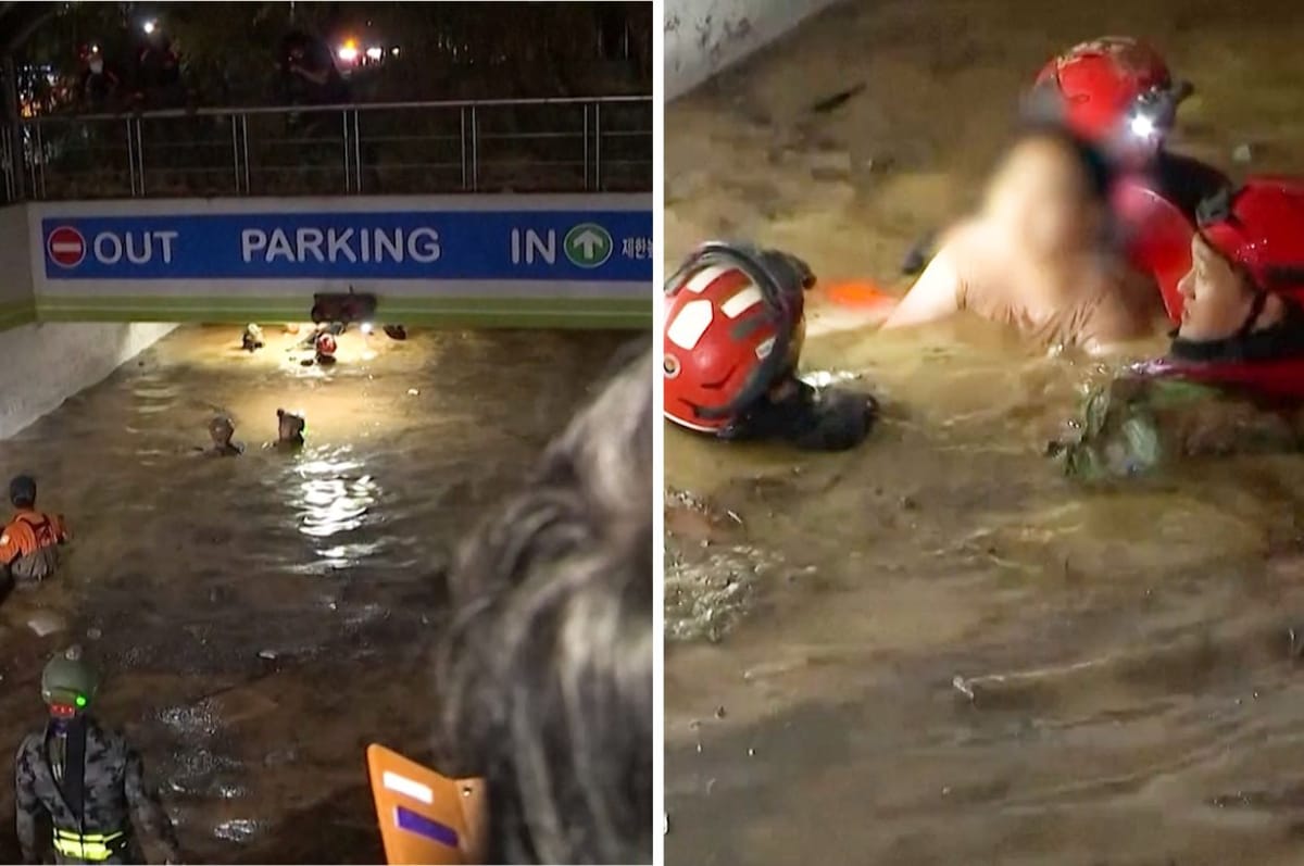 south korea typhoon parking lot drown hinnamnor