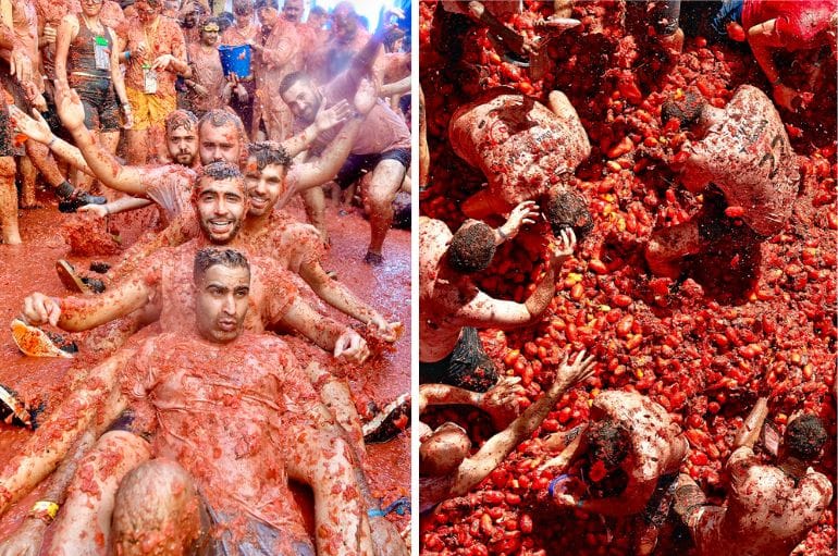 Thousands Of People In Spain Threw Tomatoes At Each Other Non-Stop For An Hour In A Massive Food Fight