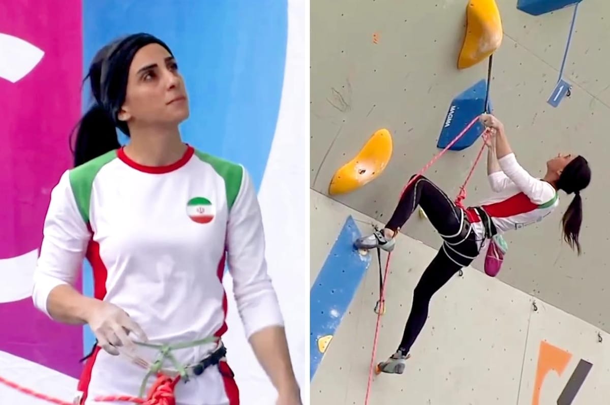 This Iranian Woman Rock Climber Competed Without A Hijab Overseas And People Are Praising Her Bravery