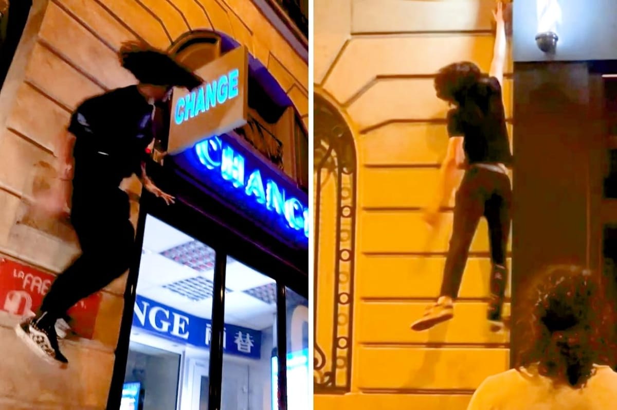 paris teens parkour shop lights night