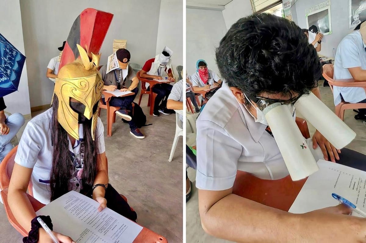 This Philippine Professor Asked Her Students To Make “Anti-Cheating” Hats For An Exam And They Delivered