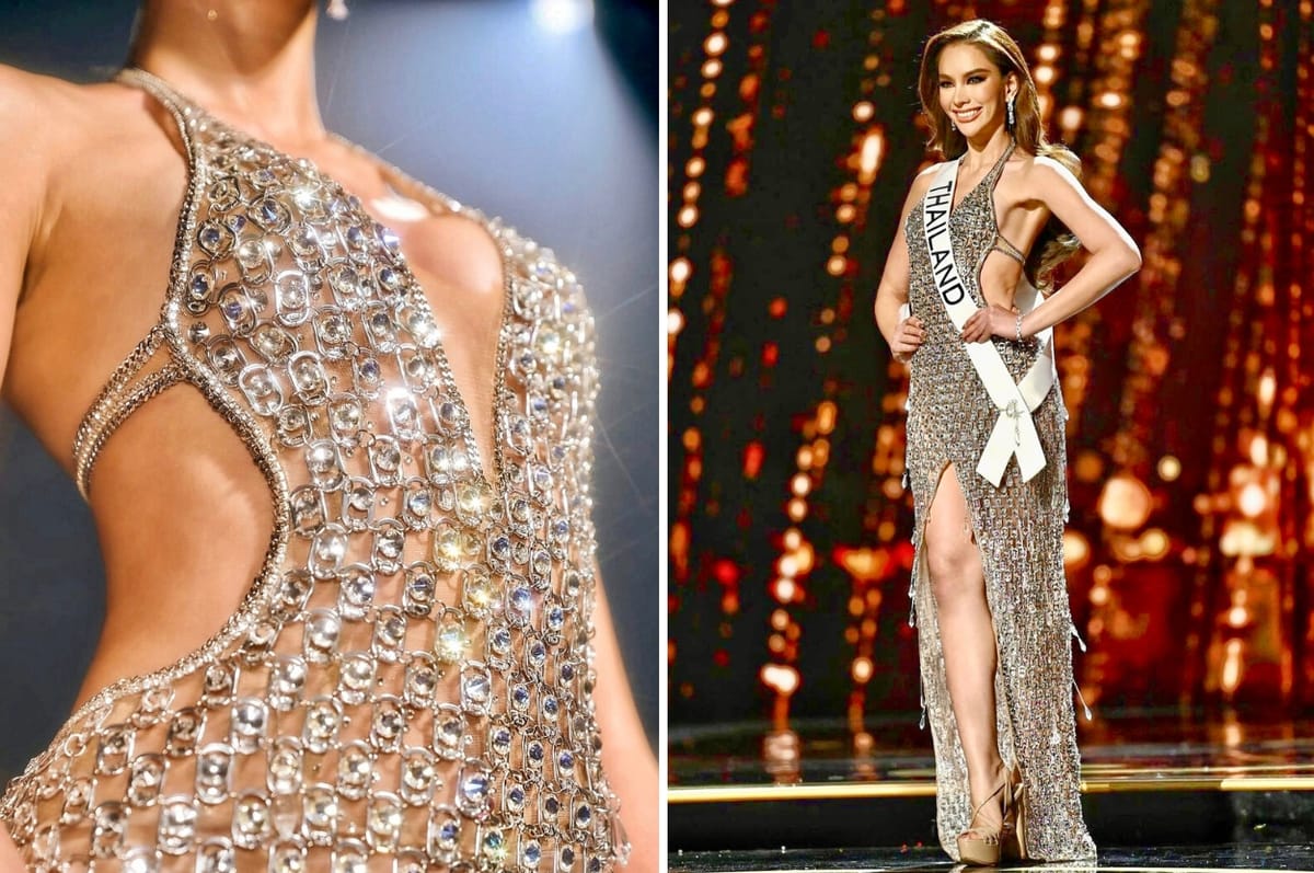 miss universe thailand soda can tabs dress garbage