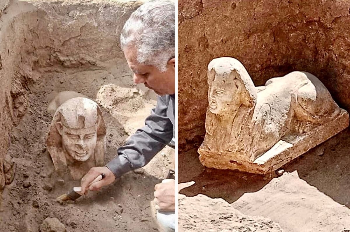 Archaeologists Have Discovered A Smiling Mini Sphinx Statue With Dimples In Egypt