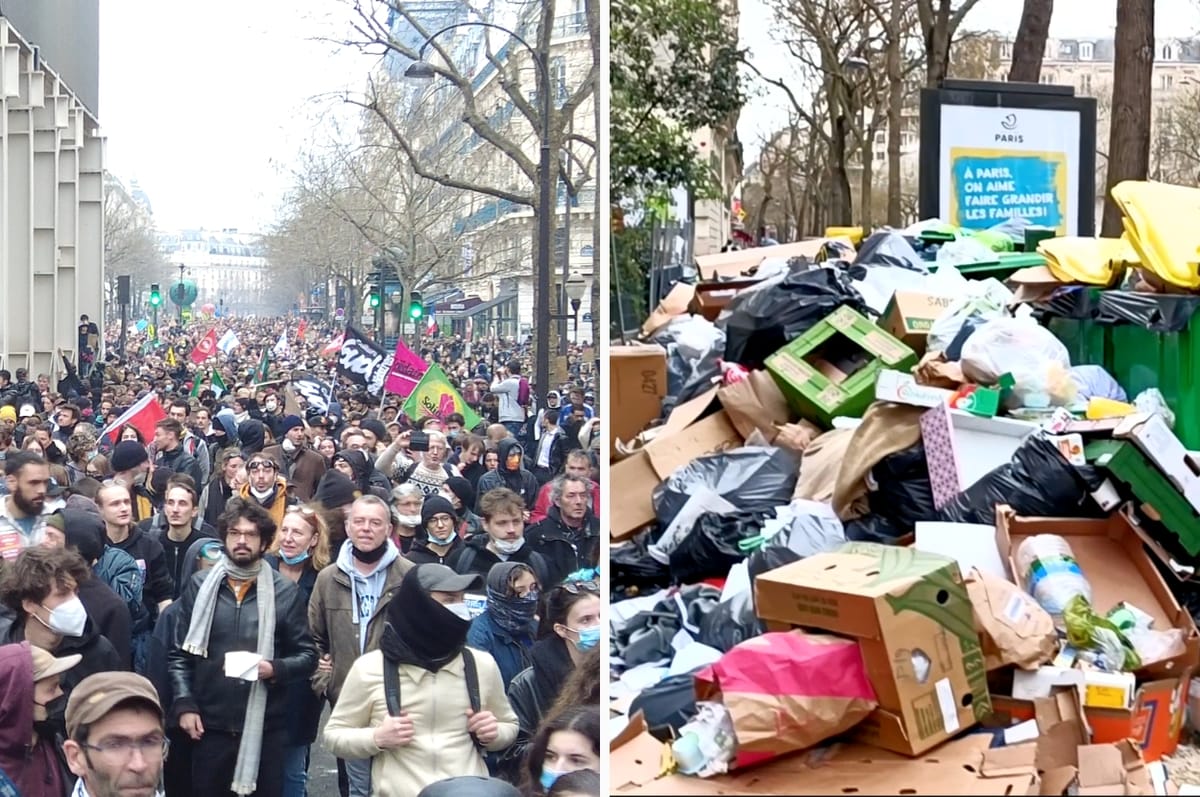 Paris’ Streets Are Completely Filled With Garbage Due To Protests Against The President Raising The Pension Age