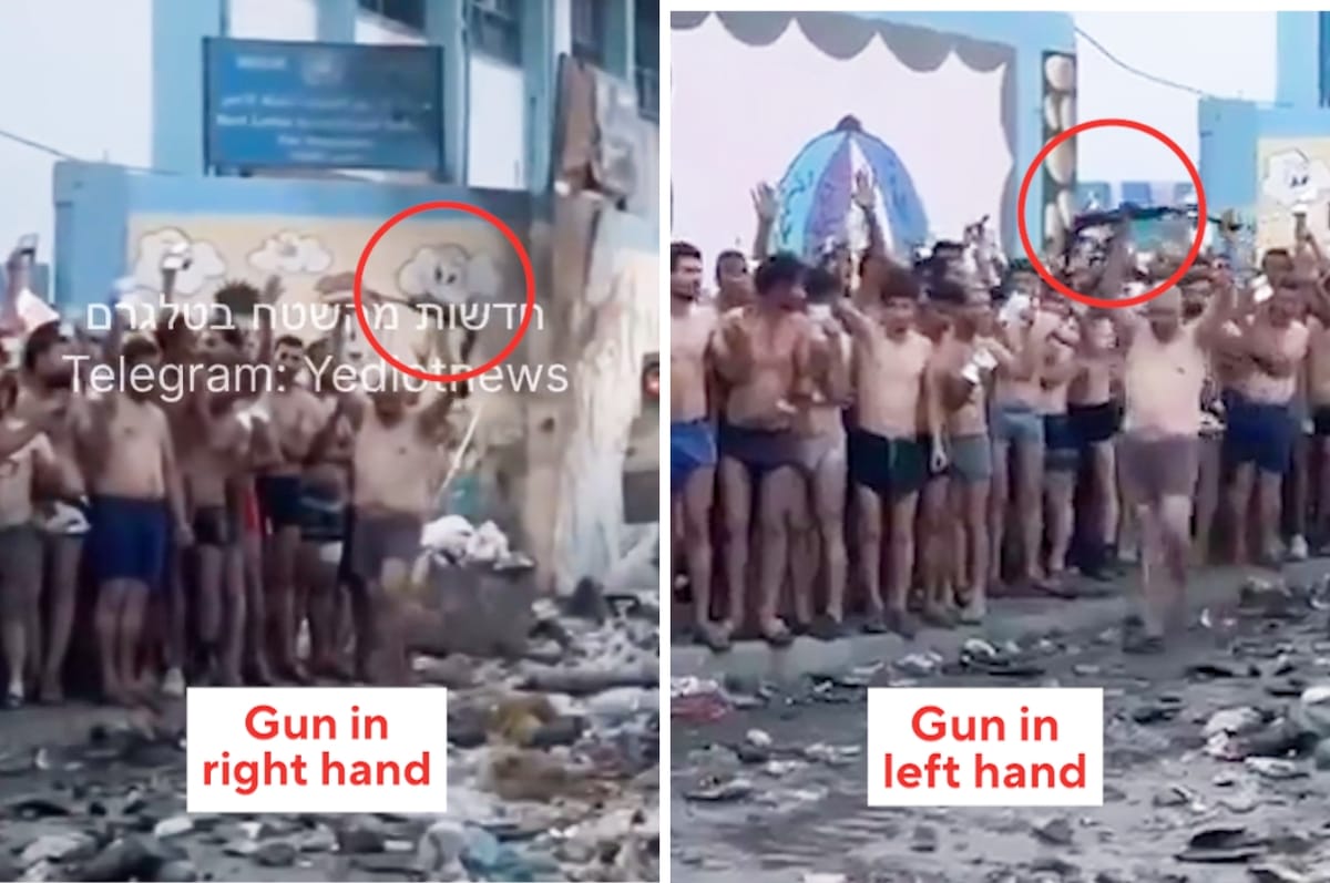 israel staged hamas surrender stripped men