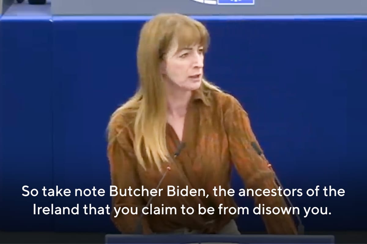 irish politician clare daly butcher biden israel gaza