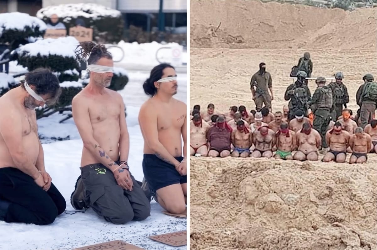 Norwegian Activists Stripped In The Snow To Reenact Israel’s Treatment Of Palestinian Men To Protest The War