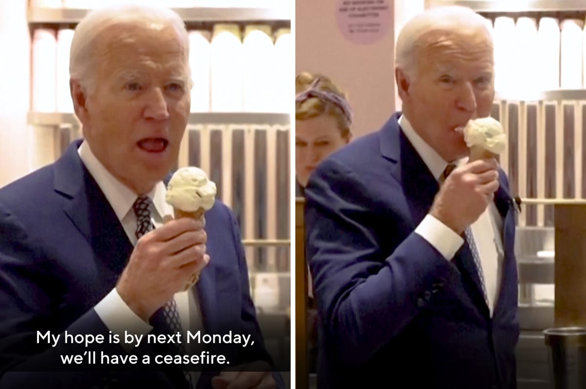 People Are Calling Out US President Joe Biden For Talking About Gaza While Casually Eating Ice Cream
