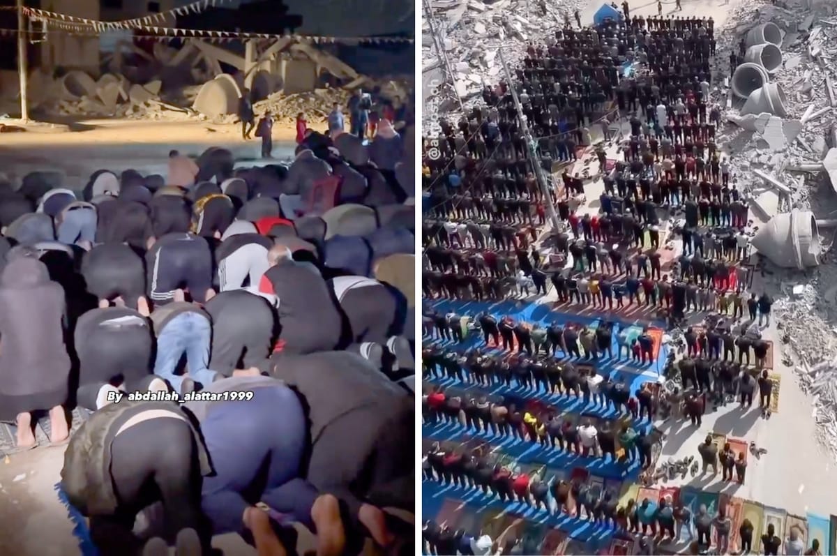 Despite Israel’s Airstrikes Destroying A Mosque In Gaza, Palestinians Gathered To Pray In Its Ruins for Ramadan