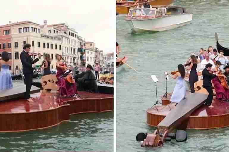 venice giant violin boat