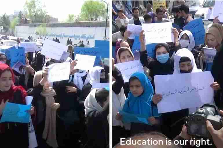 afghan girls education protest taliban