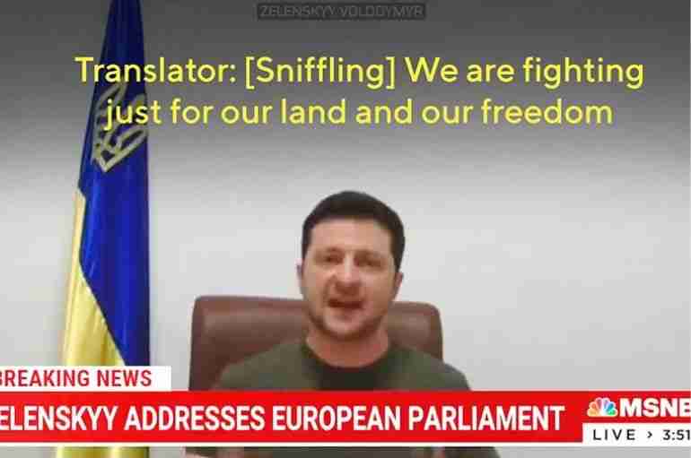 ukraine volodymyr zelensky translator emotional EU speech