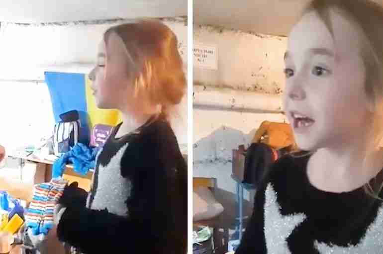 ukrainian girl let it go bomb shelter