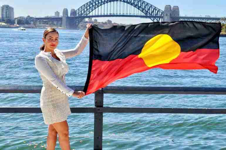 cheree toka aboriginal flag sydney harbour bridge australia