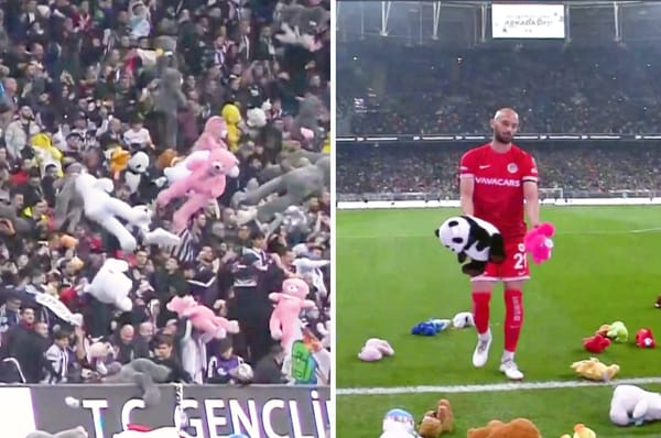 turkey football fans soft toys besiktas earthquake