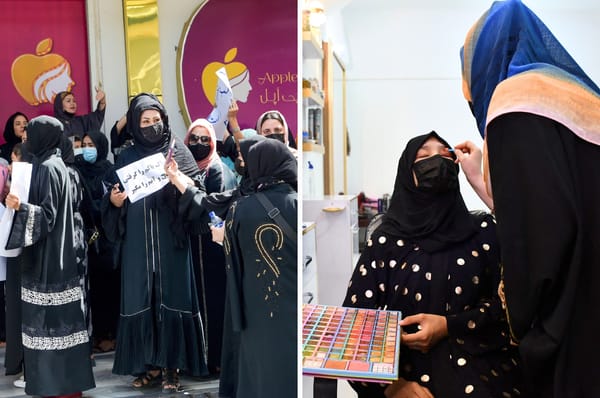 afghan women protest beauty salon ban taliban