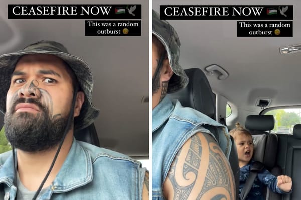 maori boy ceasefire now chant car new zealand gaza